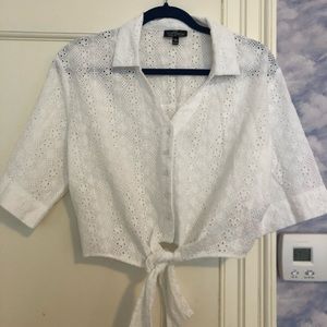 TopShop White Short Sleeve collares shirt.